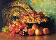 George Henry Hall Figs, Pomegranates, Grapes and Brass Plate oil on canvas